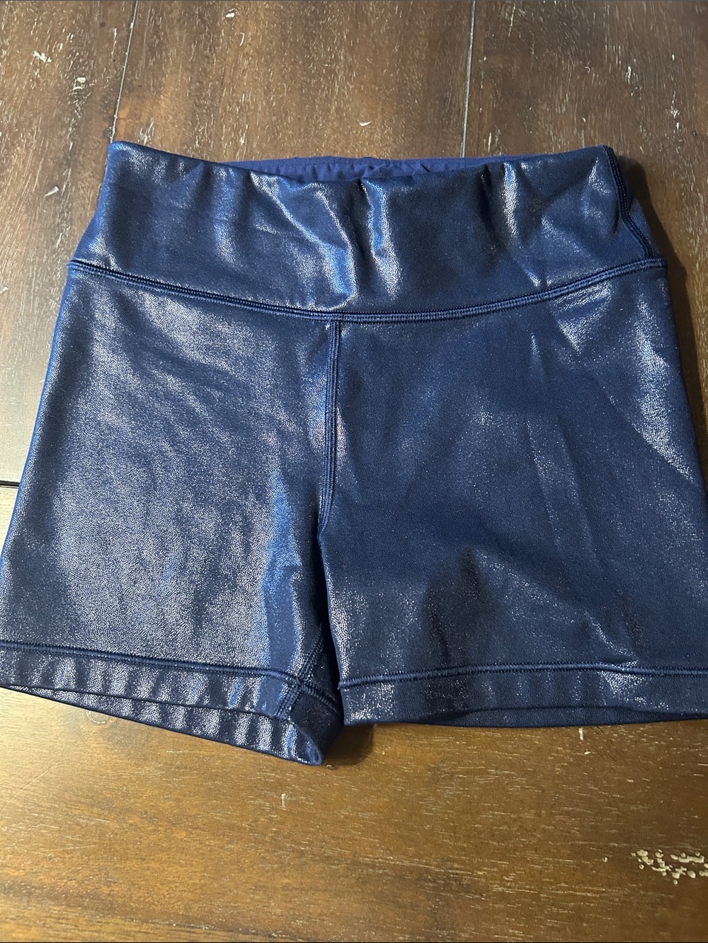 Athleta Navy Shimmer Bike Shorts